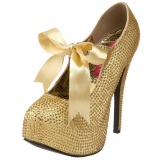 Gold Rhinestone 14,5 cm Burlesque TEEZE-04R Platform Pumps Women Shoes