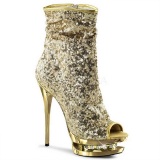 Gold Sequins 15,5 cm BLONDIE-R-1008 Platform Ankle Calf Boots