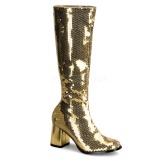 Gold Sequins 8 cm SPECTACUL-300SQ Womens Boots for Men