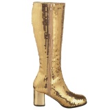 Gold Sequins 8 cm SPECTACUL-300SQ Womens Boots for Men