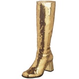 Gold Sequins 8 cm SPECTACUL-300SQ Womens Boots for Men