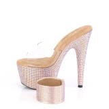 Gold rhinestone 18 cm BEJEWELED-712RS pleaser high heels with ankle cuff