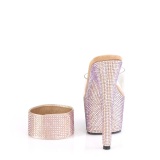 Gold rhinestone 18 cm BEJEWELED-712RS pleaser high heels with ankle cuff