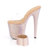 Gold rhinestone 20 cm BEJEWELED-812RS pleaser high heels with ankle cuff