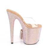 Gold rhinestone 20 cm BEJEWELED-812RS pleaser high heels with ankle cuff