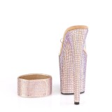 Gold rhinestone 20 cm BEJEWELED-812RS pleaser high heels with ankle cuff
