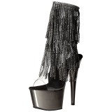 Gray 18 cm ADORE-1017RSF womens fringe ankle boots high heels