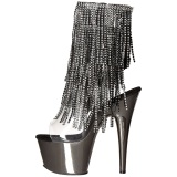 Gray 18 cm ADORE-1017RSF womens fringe ankle boots high heels