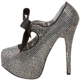 Gray Rhinestone 14,5 cm Burlesque TEEZE-04R Platform Pumps Women Shoes