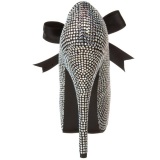 Gray Rhinestone 14,5 cm Burlesque TEEZE-04R Platform Pumps Women Shoes