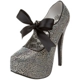 Gray Rhinestone 14,5 cm Burlesque TEEZE-04R Platform Pumps Women Shoes