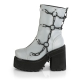 Gray Vegan 12 cm ASSAULT-66 lolita ankle boots platform block heels