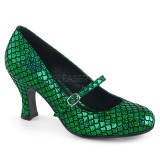 Green 7,5 cm MERMAID-70 Pumps Shoes with Low Heels