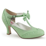 Green 7,5 cm retro vintage FLAPPER-11 Pinup Pumps Shoes with Low Heels