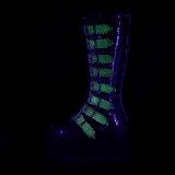 Green 9 cm DAMNED-318 womens buckle boots with platform