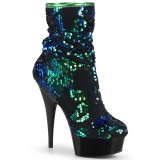 Green Sequins 15 cm DELIGHT-1004 pleaser ankle boots with platform