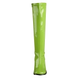 Green boots block heel 7,5 cm - 70s years style hippie disco gogo under kneeboots patent leather