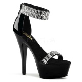 High Heels Glittering Stones 15 cm KISS-269RS Chrome Platform