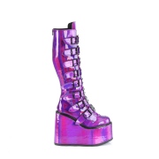 Hologram 14 cm SWING-815 buckle boots - alternative boots platform purple