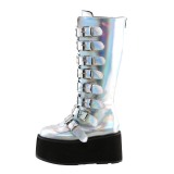 Hologram 9 cm DAMNED-318 womens buckle boots with platform