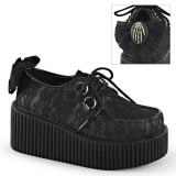 Lace Fabric CREEPER-212 Platform Women Creepers Shoes