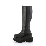 Leatherette 11,5 cm SHAKER stretch platform boots with wide calf