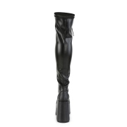 Leatherette 13 cm CAMEL-300 overknee boots with laces