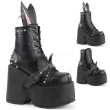 Leatherette 13 cm DEMONIA CAMEL-202 goth ankle boots with rivets