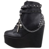 Leatherette 13 cm POISON-101 lolita ankle boots goth wedge platform