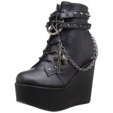 Leatherette 13 cm POISON-101 lolita ankle boots goth wedge platform