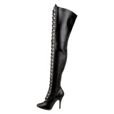 Leatherette 13 cm SEDUCE-3024 Black high heeled mens thigh high boots