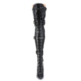Leatherette 13 cm SEDUCE-3028 Black overknee boots with laces