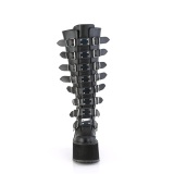Leatherette 14 cm demoniacult stretch platform boots with wide calf