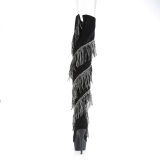 Leatherette 15 cm DELIGHT-3065 Fringe Thigh High Boots