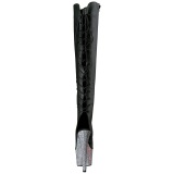 Leatherette 18 cm BEJEWELED-DM-7 Thigh High Boots Rhinestone Platform