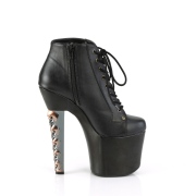 Leatherette 18 cm HEX-1005 ankle boots womens with skull heels