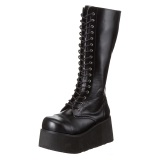 Leatherette 8,5 cm TRASHVILLE-502 Black punk boots with laces mens