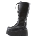 Leatherette 8,5 cm TRASHVILLE-502 Black punk boots with laces mens