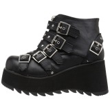 Leatherette 8 cm DemoniaCult SCENE-30 goth ankle boots with buckles