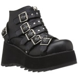 Leatherette 8 cm DemoniaCult SCENE-30 goth ankle boots with buckles