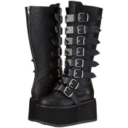 Leatherette 9 cm DAMNED-318 womens buckle boots with platform