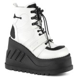 Leatherette White 12 cm STOMP-13 ankle boots wedge platform