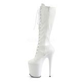 Leatherette White 20 cm FLAMINGO-2023 laced womens boots with platform