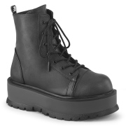 Leatherette boots 5 cm SLACKER-55 Black lace up ankle boots