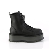 Leatherette boots 5 cm SLACKER-55 Black lace up ankle boots