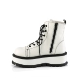 Leatherette boots 5 cm SLACKER-55 White lace up ankle boots