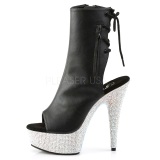 Leatherette rhinestones 15 cm BEJEWELED-1018DM platform ankle boots