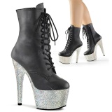 Leatherette rhinestones 18 cm BEJEWELED-1020-7 platform ankle boots