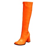 Orange patent boots 7,5 cm GOGO-300 High Heeled Womens Boots for Men