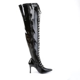Patent 10 cm thigh high stretch overknee boots with wide calf